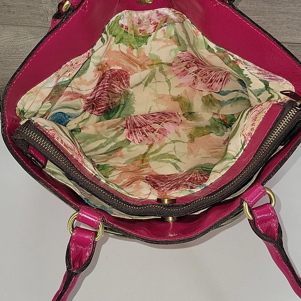 Patricia Nash Zorita Fuchsia Tote Bag with Shell Accent New